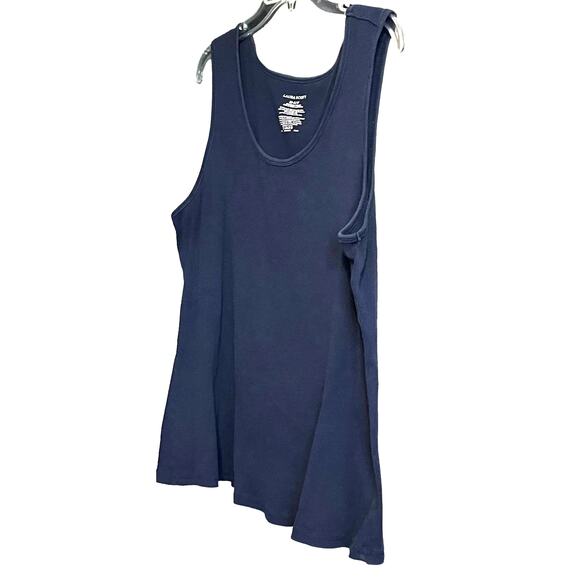 LAURA SCOTT SCOOP NECK TANK TOP, WOMENS, 20-22W, NAVY BLUE, SLEEVELESS - Picture 2 of 7